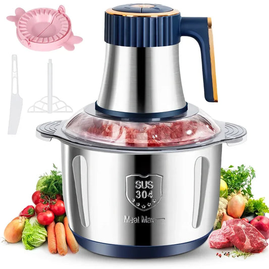 Hachoir à viande électrique en acier inoxydable 304, broyeur d'aliments, trancheuse à légumes multifonctionnelle, hachoir, robot culinaire pour bébé, 5L