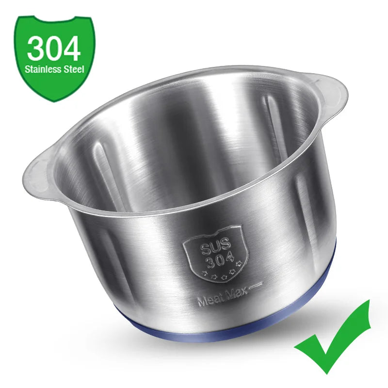 Hachoir à viande électrique en acier inoxydable 304, broyeur d'aliments, trancheuse à légumes multifonctionnelle, hachoir, robot culinaire pour bébé, 5L