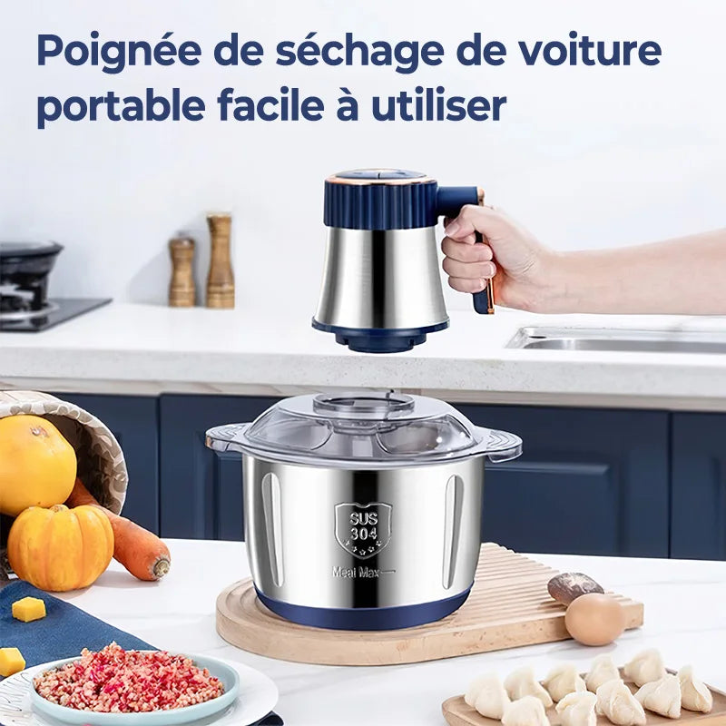 Hachoir à viande électrique en acier inoxydable 304, broyeur d'aliments, trancheuse à légumes multifonctionnelle, hachoir, robot culinaire pour bébé, 5L